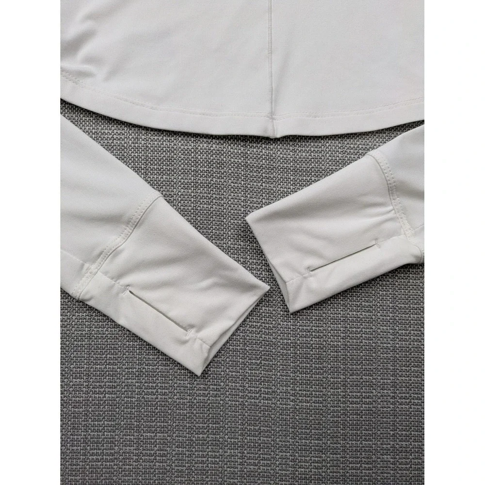 Nike Dri-FIT Shirt Womens Medium White Cropped Mock Neck Long Sleeve Running Top